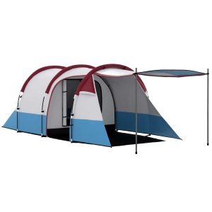 Tenda de Campismo Familiar para 2-3 Pessoas Dobrável com 2 Áreas e Bolsa Transporte Impermeável Trekking 420x200x150 cm Multicolor