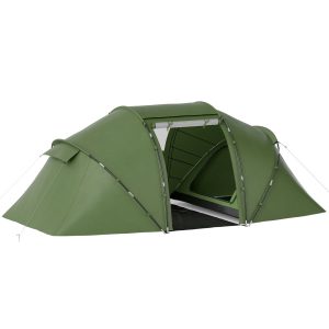 Tenda de Campismo Familiar para 4-6 Pessoas Tenda de Campismo Dobrável com Bolsa de Transporte Impermeável para Praia Parque 430x240x170 cm Verde