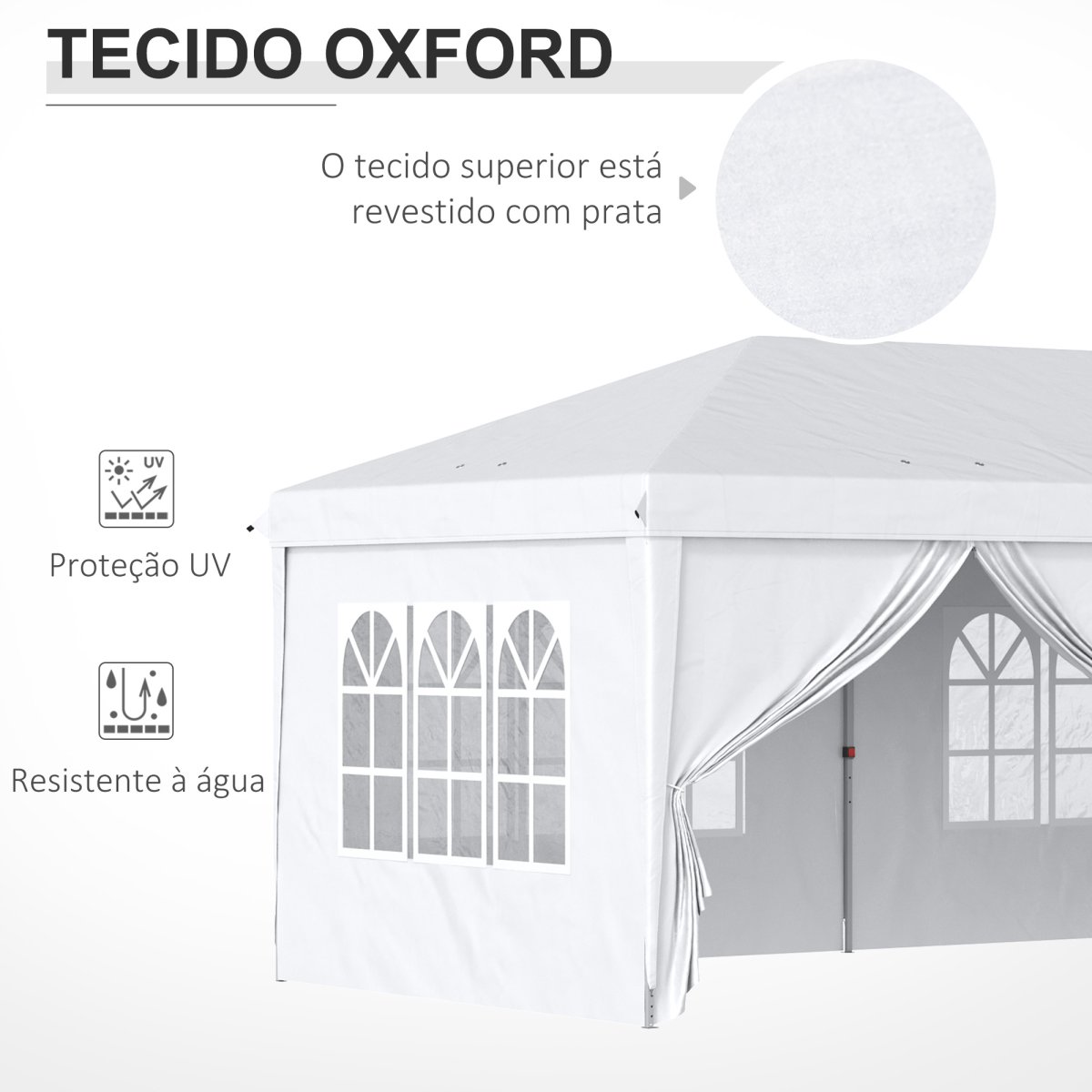 Tenda para Festas 585x295x270 cm com Paredes Laterais Amovíveis com 2 Portas com Fecho de Correr - Image 6