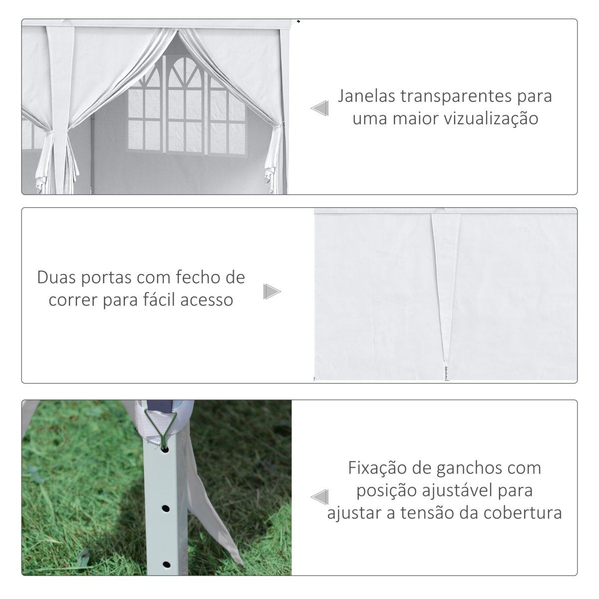 Tenda para Festas 585x295x270 cm com Paredes Laterais Amovíveis com 2 Portas com Fecho de Correr - Image 9