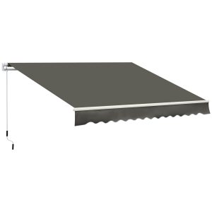 Toldo Manual Retrátil para Varanda com Manivela de Metal Impermeável e Anti-UV 350×250 cm