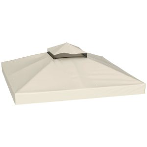 Toldo de Substituição para Pérgola 3×3 m com Teto Duplo, Proteção UV 30+  Creme