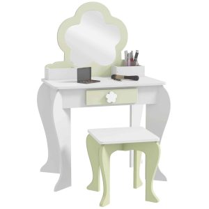 Toucador de Maquilhagem para Crianças de 3-6 Anos com 2 Compartimentos e Gaveta 55x34x87,5 cm