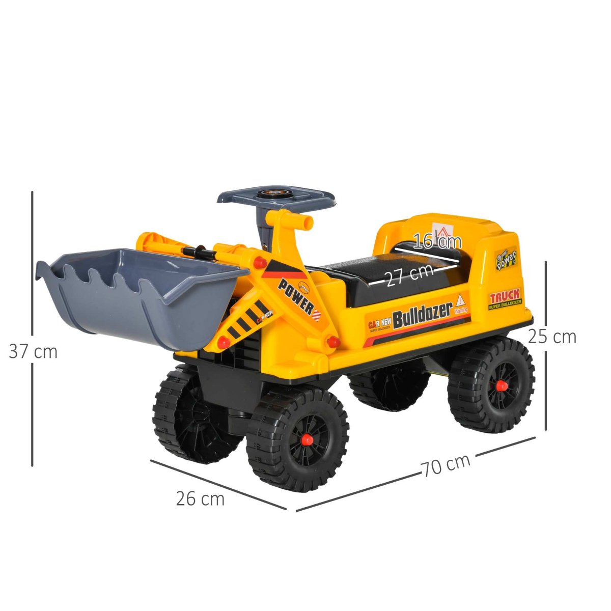 Trator sem Pedais para Crianças de 2-3 Anos com Pá Escavadora 70x26x37cm - Image 4