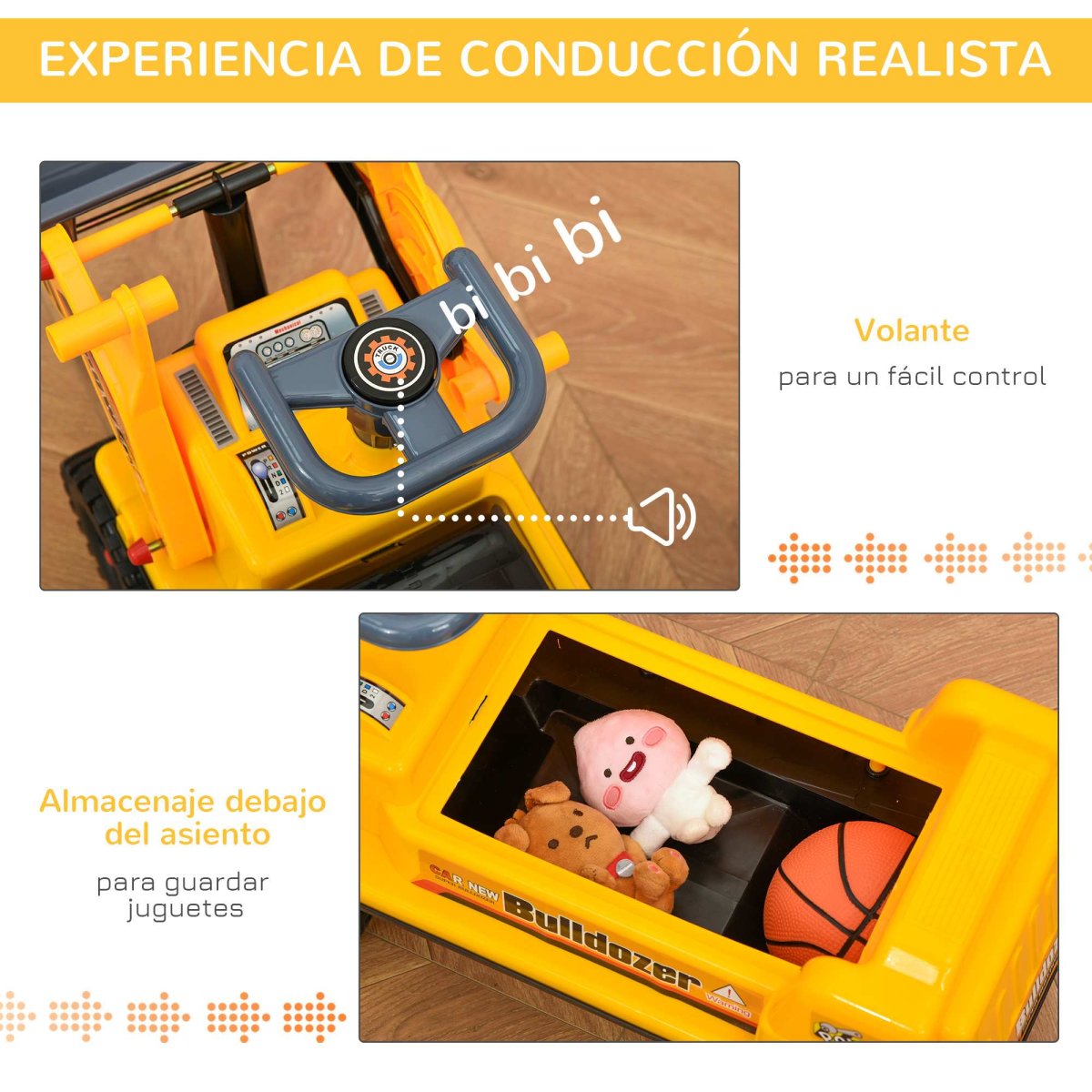 Trator sem Pedais para Crianças de 2-3 Anos com Pá Escavadora 70x26x37cm - Image 6