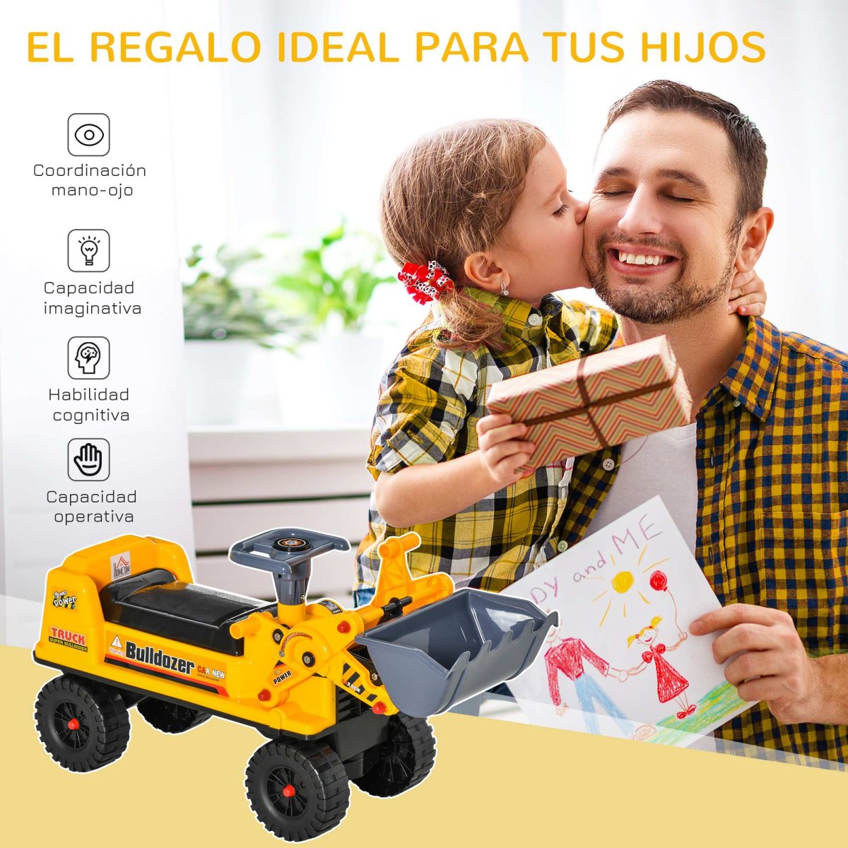 Trator sem Pedais para Crianças de 2-3 Anos com Pá Escavadora 70x26x37cm - Image 7