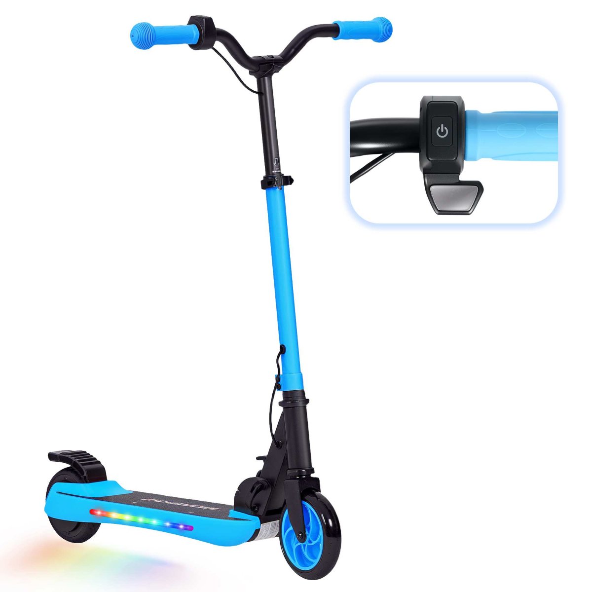 Trotinete Elétrica Dobrável para Crianças, Motor 120 W Autonomia 6 km e Máximo 10 km/h 74x52x83-87 cm Azul