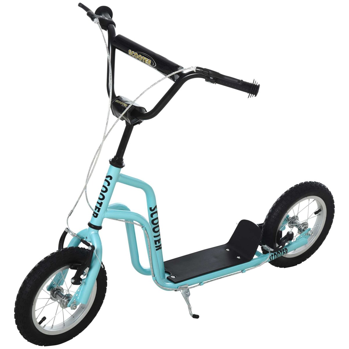 Trotinete para Crianças acima de 5 Anos Infantil com Guiador Ajustável em Altura Travão Duplo e Estrutura Aço Carga 100 kg Adolescentes 120x58x75-80 cm Azul - Image 2