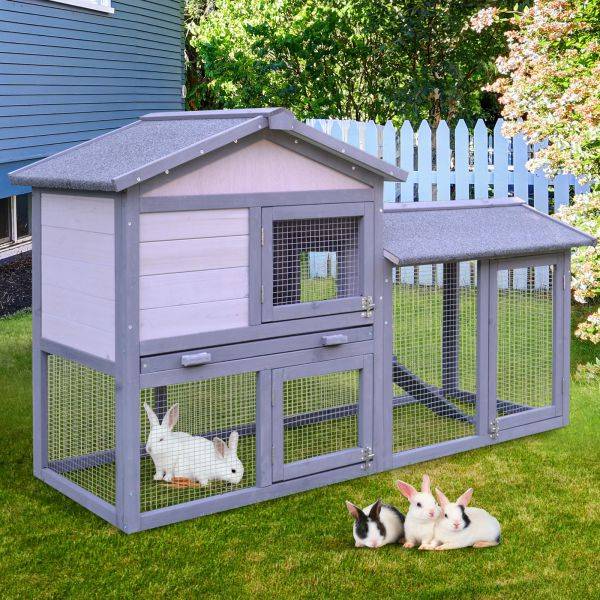 Coelheira em madeira – Gaiola para coelhos 147x54x84cm - Image 4