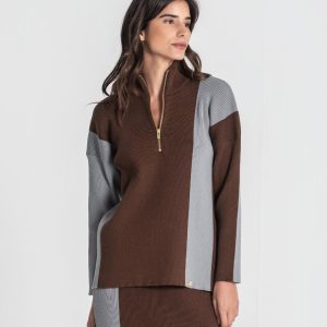 Camisola Canelada Bicolor C/ Fecho