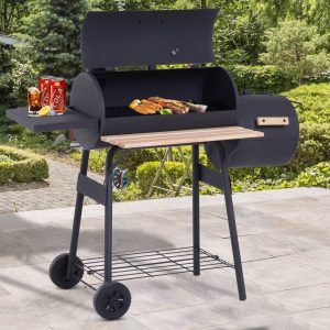 Churrasqueira 3 em 1 com Termómetro – Churrasco, Defumador e Cozimento – 124x53x108cm