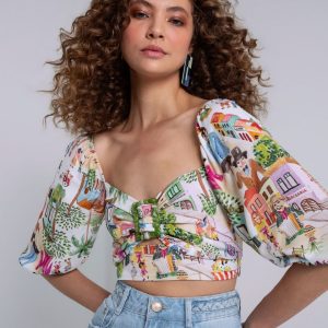 Blusa Meia Manga C/ Fivela Pedras