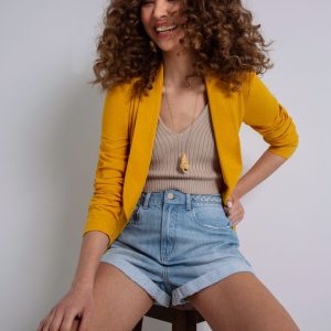 Calções Jeans C/ Cós Trançado