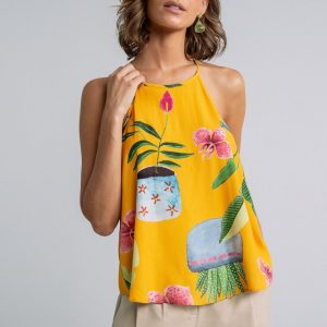 Top Alças Finas C/ Detalhe Nas Costas