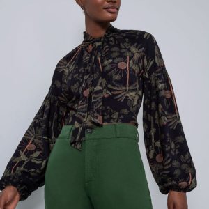 Blusa Cropped Manga Bufante C/ Laçada