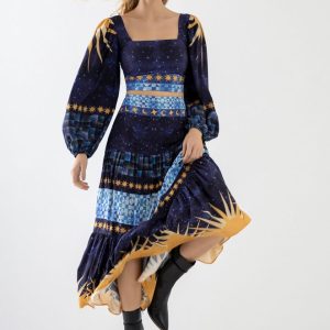 Saia Midi Evase Em Viscose