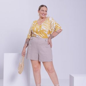 Camisa Manga Curta Plus Size Viscose Estampada