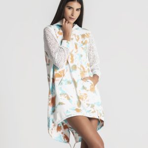 Vestido/sweat tie dye com renda