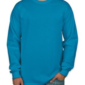 Camiseta Manga Longa Masculina Azul Turquesa Lisa
